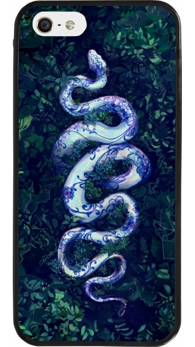 Coque iPhone 5/5s / SE (2016) - Silicone rigide noir Serpent Blue Anaconda
