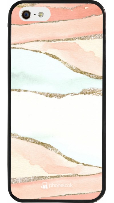 Coque iPhone 5/5s / SE (2016) - Silicone rigide noir Shimmering Orange