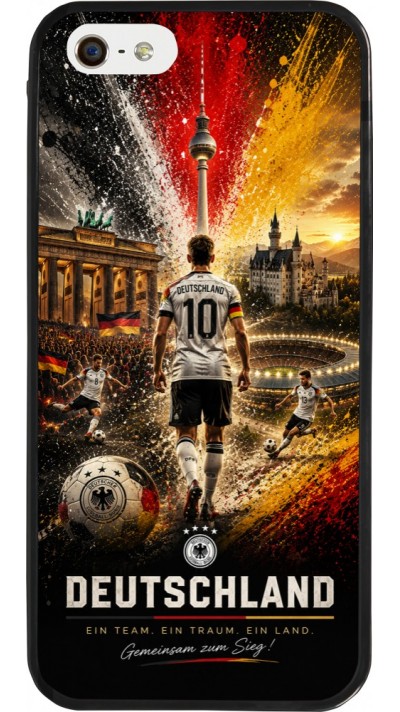 Coque iPhone 5/5s / SE (2016) - Silicone rigide noir Football Allemagne splash 2026