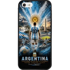 Coque iPhone 5/5s / SE (2016) - Silicone rigide noir Football Argentine splash 2026