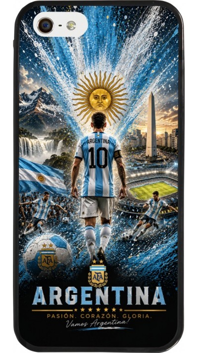 Coque iPhone 5/5s / SE (2016) - Silicone rigide noir Football Argentine splash 2026