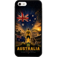Coque iPhone 5/5s / SE (2016) - Silicone rigide noir Football Australie splash 2026