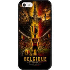 Coque iPhone 5/5s / SE (2016) - Silicone rigide noir Football Belgique splash 2026