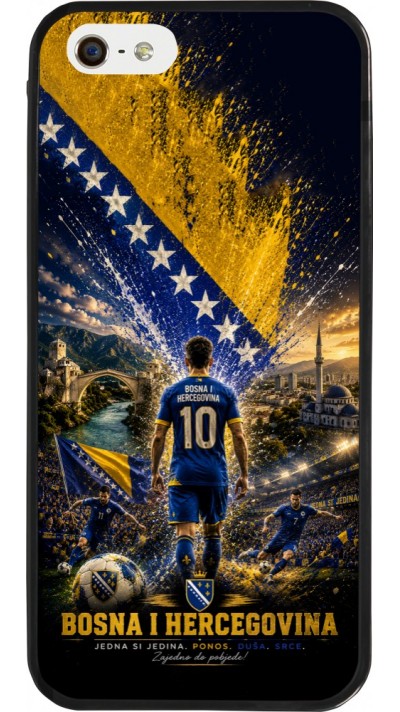 Coque iPhone 5/5s / SE (2016) - Silicone rigide noir Football Bosnie-Herzégovine splash 2026