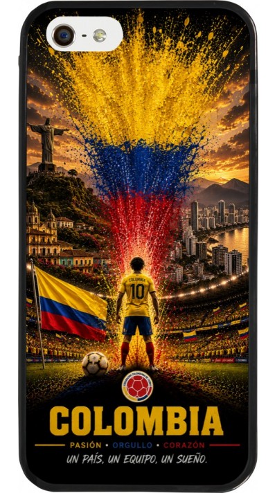 Coque iPhone 5/5s / SE (2016) - Silicone rigide noir Football Colombie splash 2026
