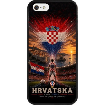 Coque iPhone 5/5s / SE (2016) - Silicone rigide noir Football Croatie splash 2026