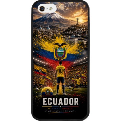 Coque iPhone 5/5s / SE (2016) - Silicone rigide noir Football Équateur splash 2026