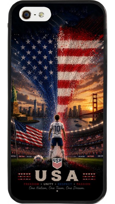 Coque iPhone 5/5s / SE (2016) - Silicone rigide noir Football États-Unis splash 2026