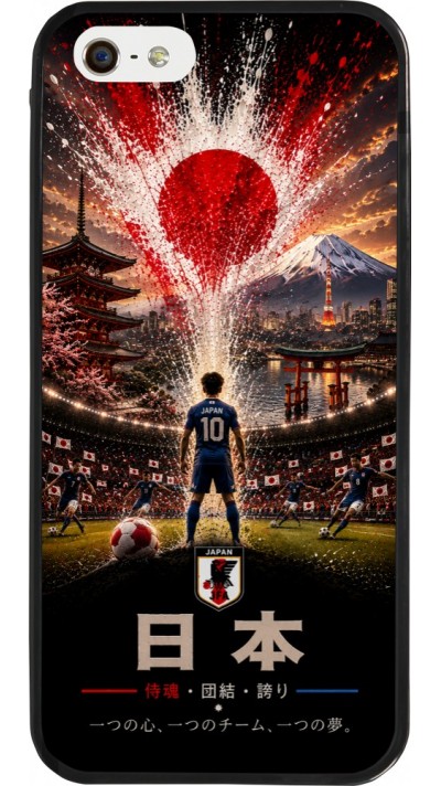 Coque iPhone 5/5s / SE (2016) - Silicone rigide noir Football Japon splash 2026
