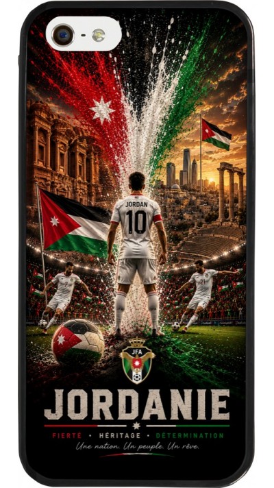 Coque iPhone 5/5s / SE (2016) - Silicone rigide noir Football Jordanie splash 2026