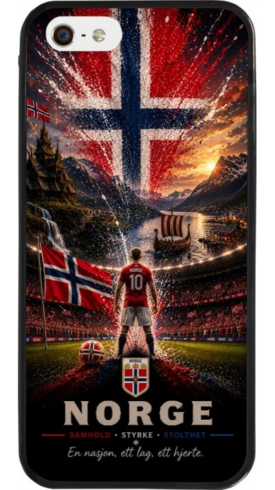 Coque iPhone 5/5s / SE (2016) - Silicone rigide noir Football Norvège splash 2026