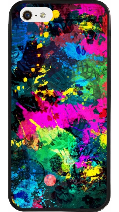 Coque iPhone 5/5s / SE (2016) - Silicone rigide noir Splash paint