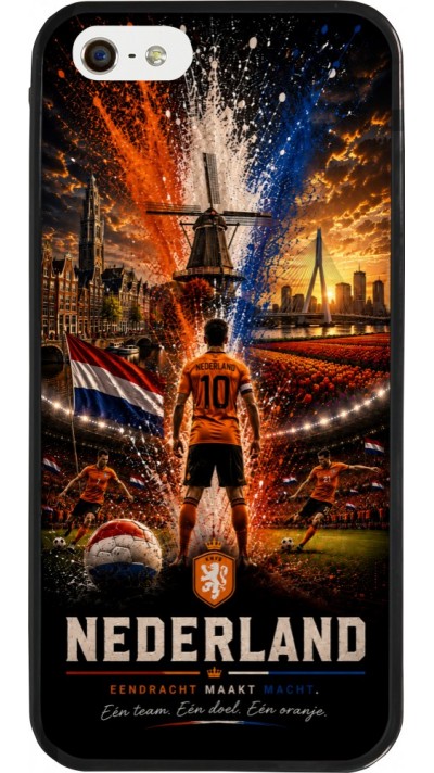 Coque iPhone 5/5s / SE (2016) - Silicone rigide noir Football Pays-Bas splash 2026