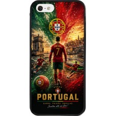 Coque iPhone 5/5s / SE (2016) - Silicone rigide noir Football Portugal splash 2026