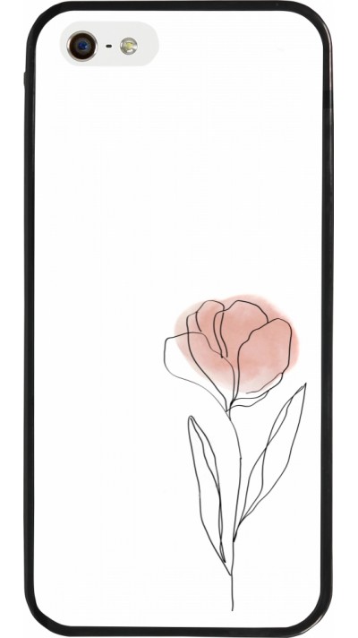 Coque iPhone 5/5s / SE (2016) - Silicone rigide noir Spring 23 minimalist flower