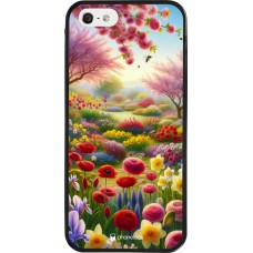 Coque iPhone 5/5s / SE (2016) - Silicone rigide noir Spring 25 Bouquet printemps