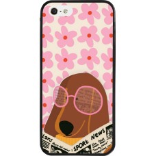 Coque iPhone 5/5s / SE (2016) - Silicone rigide noir Dog with newspaper 2026