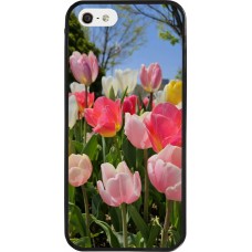 Coque iPhone 5/5s / SE (2016) - Silicone rigide noir Tulips 2026