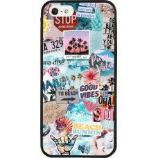 Coque iPhone 5/5s / SE (2016) - Silicone rigide noir Summer 20 collage