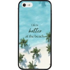 iPhone 5/5s / SE (2016) Case Hülle - Silikon schwarz Summer 2025 Life is better at the beach