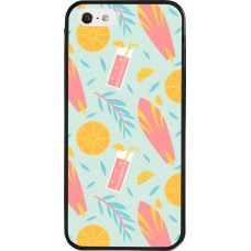 iPhone 5/5s / SE (2016) Case Hülle - Silikon schwarz Summer 2025 Pattern citron