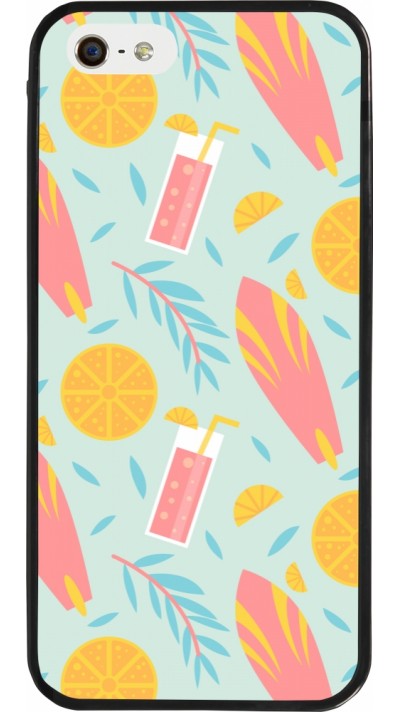 Coque iPhone 5/5s / SE (2016) - Silicone rigide noir Summer 2025 Pattern citron