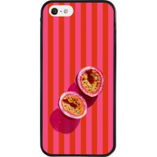 Coque iPhone 5/5s / SE (2016) - Silicone rigide noir Passion fruit Summer 2026