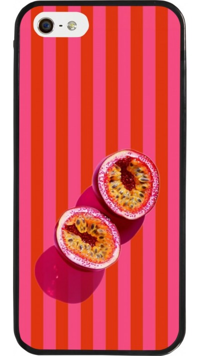 Coque iPhone 5/5s / SE (2016) - Silicone rigide noir Passion fruit Summer 2026
