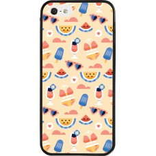 Coque iPhone 5/5s / SE (2016) - Silicone rigide noir Pattern Summer 2026