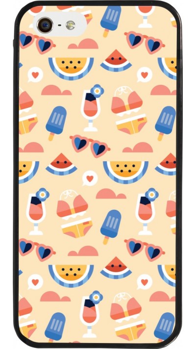 Coque iPhone 5/5s / SE (2016) - Silicone rigide noir Pattern Summer 2026