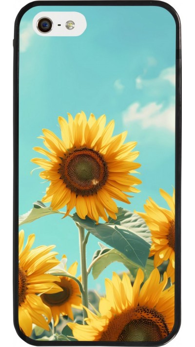 Coque iPhone 5/5s / SE (2016) - Silicone rigide noir Sunflowers Summer 2026