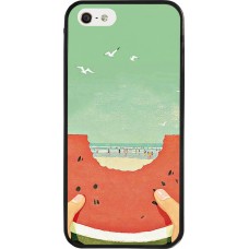 Coque iPhone 5/5s / SE (2016) - Silicone rigide noir Views through a watermelon Summer 2026