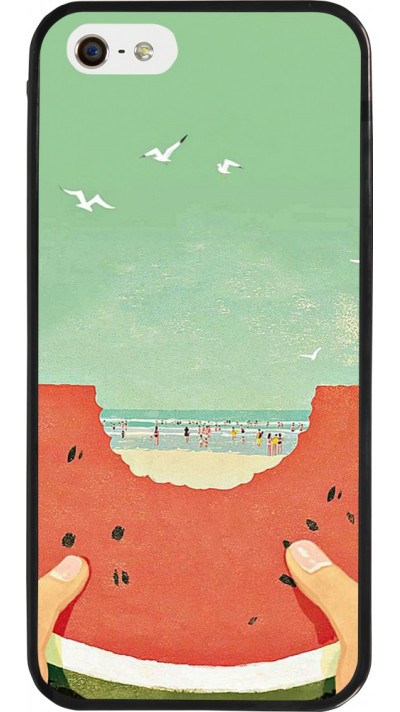 Coque iPhone 5/5s / SE (2016) - Silicone rigide noir Views through a watermelon Summer 2026