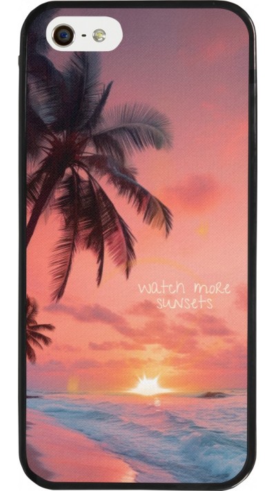 Coque iPhone 5/5s / SE (2016) - Silicone rigide noir Watch more sunsets Summer 2026