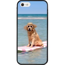 iPhone 5/5s / SE (2016) Case Hülle - Silikon schwarz Summer Dog on Paddle
