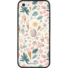 iPhone 5/5s / SE (2016) Case Hülle - Silikon schwarz Sommer Pink Muster