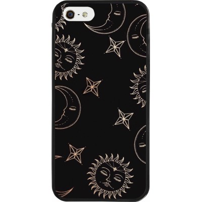 iPhone 5/5s / SE (2016) Case Hülle - Silikon schwarz Suns and Moons