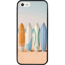 Coque iPhone 5/5s / SE (2016) - Silicone rigide noir Summer surfboard 2025