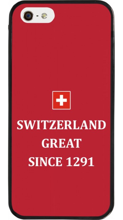 Coque iPhone 5/5s / SE (2016) - Silicone rigide noir Switzerland Great Since 1291