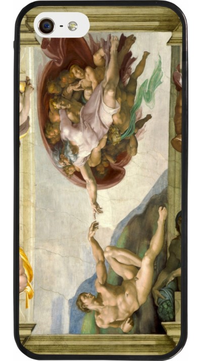 Coque iPhone 5/5s / SE (2016) - Silicone rigide noir Tableau art - La Création d’Adam - Michel-Ange