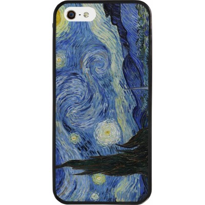 iPhone 5/5s / SE (2016) Case Hülle - Silikon schwarz Kunstbild - Sternennacht - Van Gogh