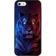 Coque iPhone 5/5s / SE (2016) - Silicone rigide noir Tiger Blue Red