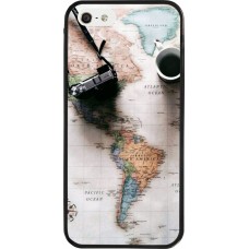 iPhone 5/5s / SE (2016) Case Hülle - Silikon schwarz Travel 01