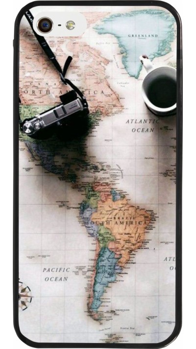 Coque iPhone 5/5s / SE (2016) - Silicone rigide noir Travel 01