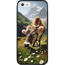 iPhone 5/5s / SE (2016) Case Hülle - Silikon schwarz Kuh Berg Wallis