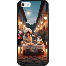 Coque iPhone 5/5s / SE (2016) - Silicone rigide noir Valentine 2024 Dog & Cat Candlelight