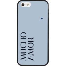 Coque iPhone 5/5s / SE (2016) - Silicone rigide noir Valentine 2024 mucho amor azul