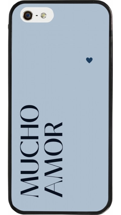 Coque iPhone 5/5s / SE (2016) - Silicone rigide noir Valentine 2024 mucho amor azul