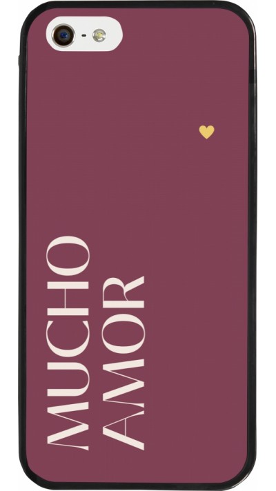 Coque iPhone 5/5s / SE (2016) - Silicone rigide noir Valentine 2024 mucho amor rosado