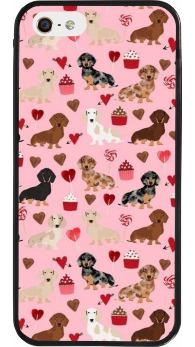 Coque iPhone 5/5s / SE (2016) - Silicone rigide noir Valentine 2024 puppy love